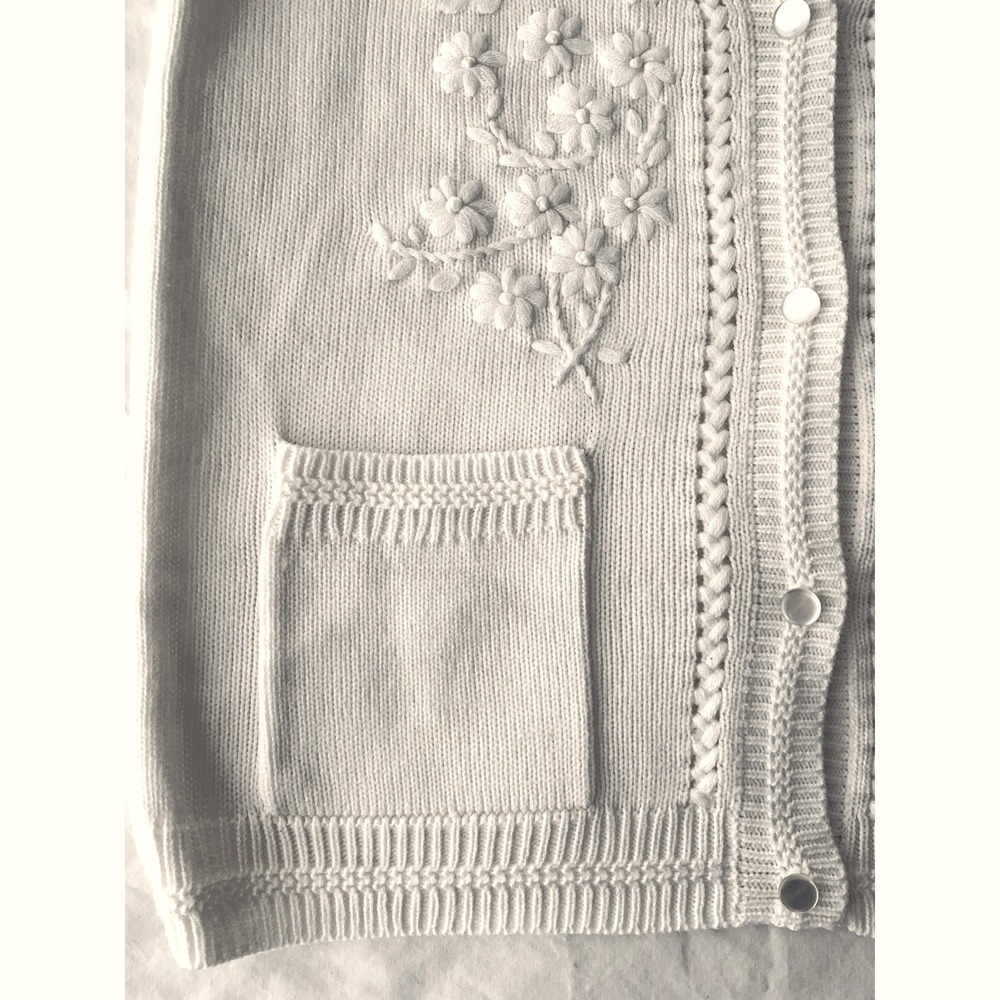 Cream Embroidered Sweater Vest OS Cottagecore Grandma Chic Preppy Cozy Layering - Picture 9 of 15